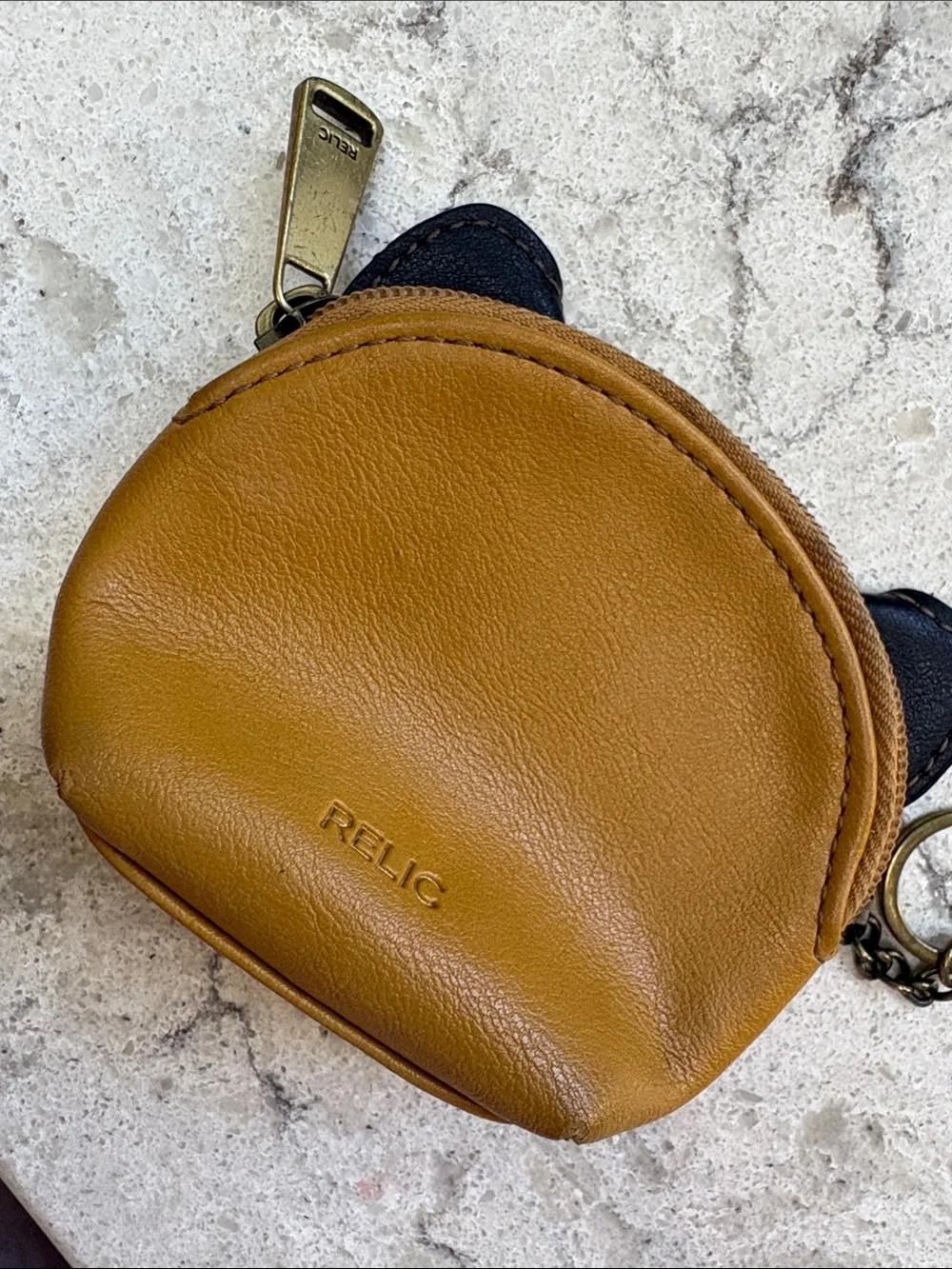 Leopard Face Coin Pouch Keychain - Tan